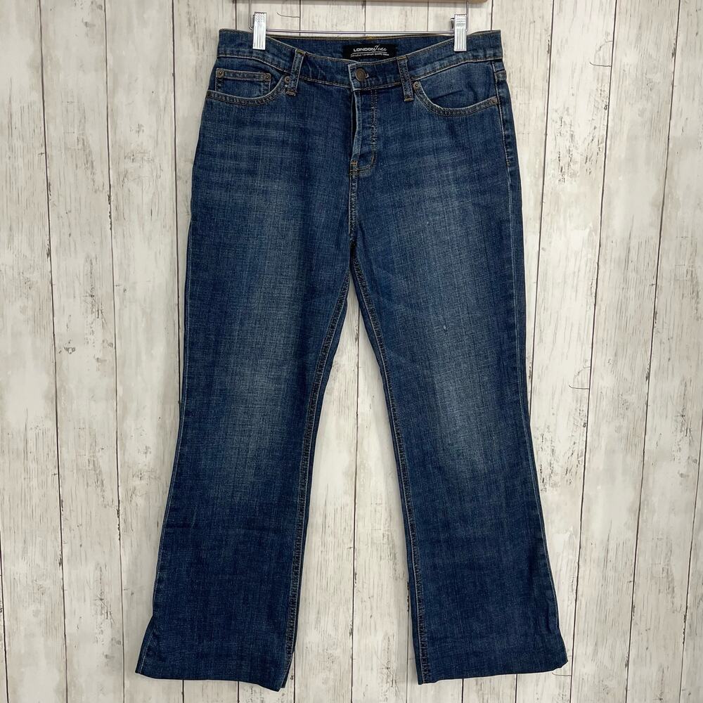 London Jean Stretch Y2K High Rise Wide Leg Flare Button Fly Jeans *Hemmed 6